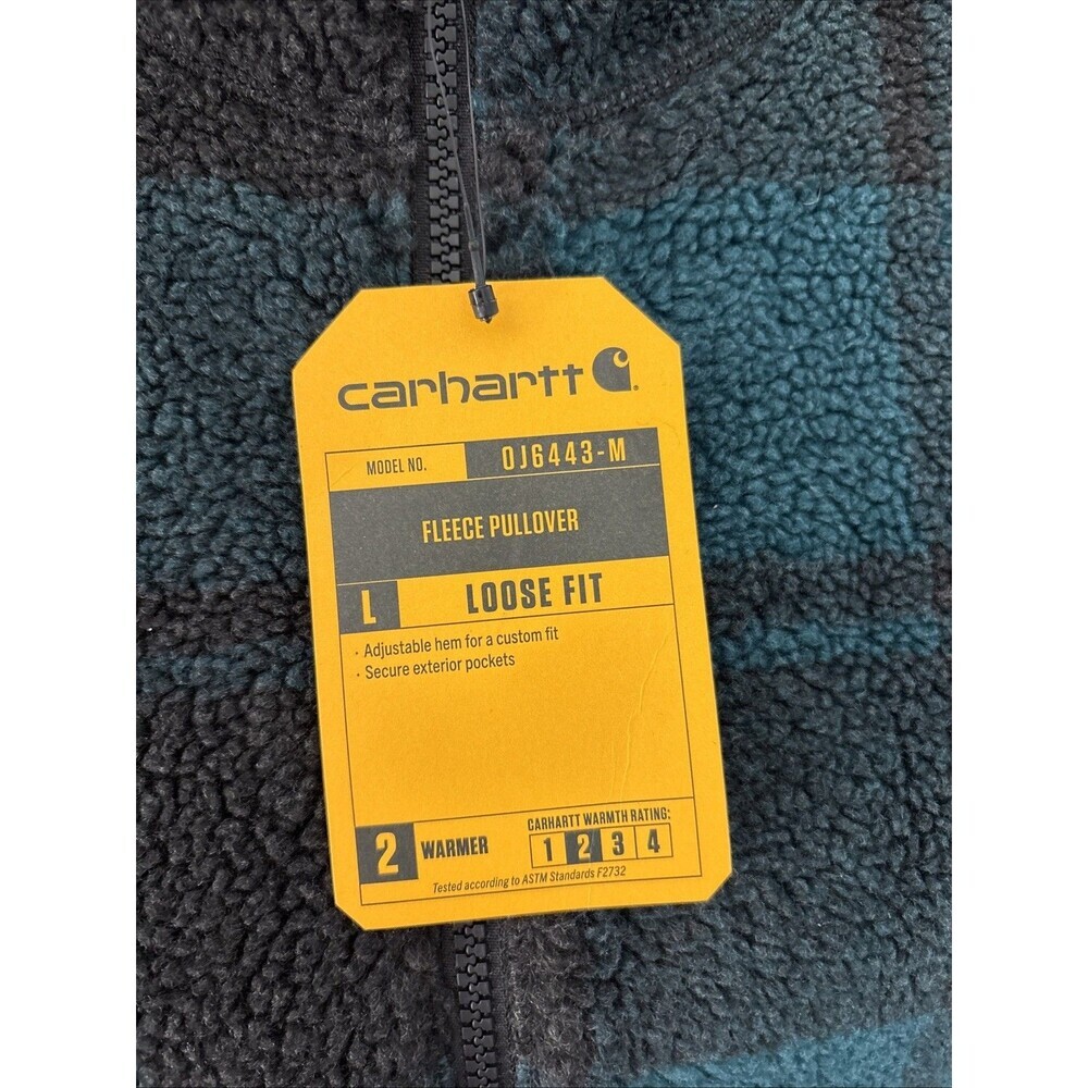 NWT Carhartt Quarter-Zip Sherpa Pullover Sweatshirt Men’s Small Green Black - Picture 2 of 4